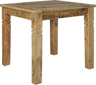 Zdjęcie produktu dla Stół jadalniany 80x80 cm, wykonany z litego drewna mango, kwadratowy, w stylu rustykalnym. Mały stół do jadalni dla 4 osób, stół kuchenny z prawdziwego drewna, rustykalny, ręcznie wykonany, unikatowy