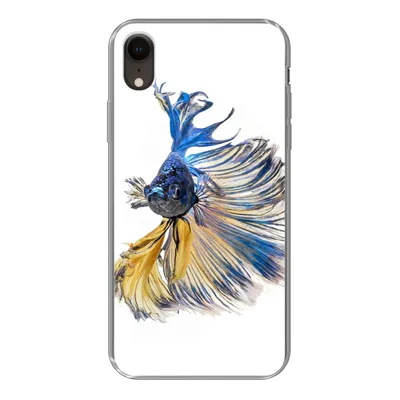 Produktbild von MuchoWow® Handyhülle Schutzhülle Hülle für iPhone XR Fisch - Schwanz - Blau Silikon Softcase Handy Hülle - Schutzdeckel