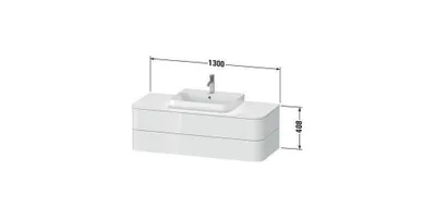 Produktbild von Waschtischunterbau HAPPY D.2 PLUS 1300x550mm 2 Schubk we s-matt o ES weiß supermatt ohne Einrichtungssystem