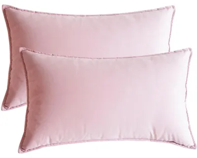 Produktbild von Omgoods – Set aus 2 Samtkissenbezügen, Hellrosa, 30 cm x 50 cm