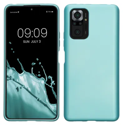 Produktbild von kwmobile Handyhülle für Xiaomi Redmi Note 10 Pro Hülle - Silikon Case metallisch schimmernd - Schutzhülle Cover - Metallic Mintgrün