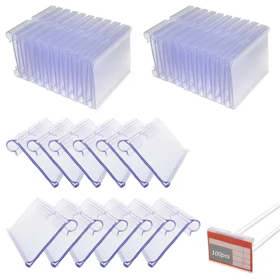 Produktbild von Solidchoice – Packung mit 100 PVC-Preisetiketthaltern, transparent, wiederverwendbar