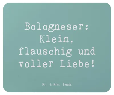Produktbild von Mr. & Mrs. Panda Mauspad Spruch Bologneser Liebe - Meeresbrise - Geschenk, Hunderasse, intelligente Hunde, Lebensbegleiter, laptop mousepad, Hunderassen, kleiner Hund