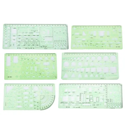 Zdjęcie produktu dla Multifunktionale Architektur Zeichnungsvorlagen Lineal DIY Malerei hohles Lineal -Kit (#3)