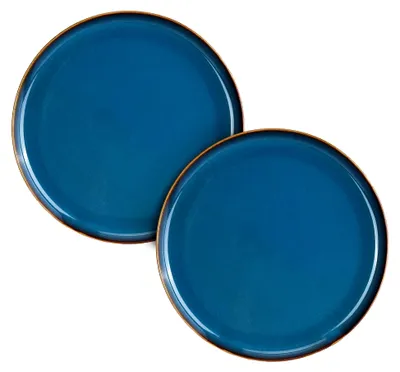 Produktbild von Porzellanteller Set, 21,6 cm, Blau, Pastateller, Dessert- und Vorspeisenteller, 2er-Set für Mittagessen, Küche, Party, spülmaschinen- und mikrowellengeeignet