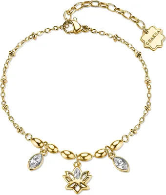Produktbild von Charmantes vergoldetes Armband mit Lotusblü ten-Chakra BHKB260