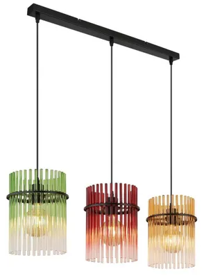 Productafbeelding van Gouden hanglamp Gorley met glas 3-lichts