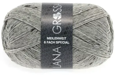 Produktbild von Lana Grossa - Meilenweit 6-fach 150g Tweed 8972 hellgrau meliert
