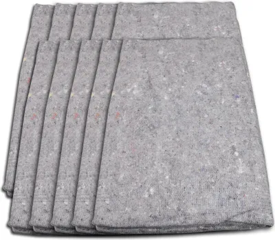 A stack of gray moving blankets.