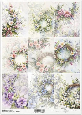 Immagine prodotto di ITD carta di riso decoupage tecnica artigianale tovagliolo di carta-R2387 ghirlande, fiori, sfondi