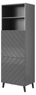 Produktbild von Cama Kabinett ABETO 60x40x176,5 cm graphit/glänzend graphit, Lagerschrank, Bodenstehend, Wandschrank, 5 Regale, 2 Tür(en), Grau