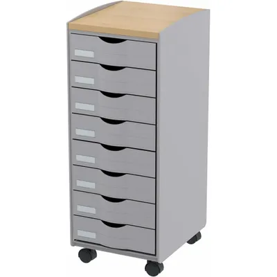 Produktbild von PAPERFLOW Rollwagen 8 Schübe grau / buche