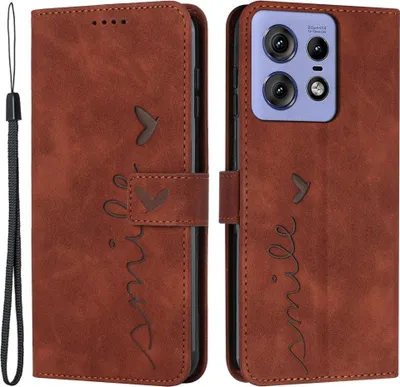 Produktbild von Motorola Edge 50 Pro Hülle - Coverup Smile Klapphülle - Braun