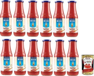 Produktbild von 12x De Cecco Passata di Pomodoro Tomatenpaste Tomaten sauce 100% Italienisch 700g + Italian Gourmet polpa 400g