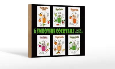 Produktbild von Holzschild Alkohol 18x12 cm 6 smoothie cocktails Dekoration