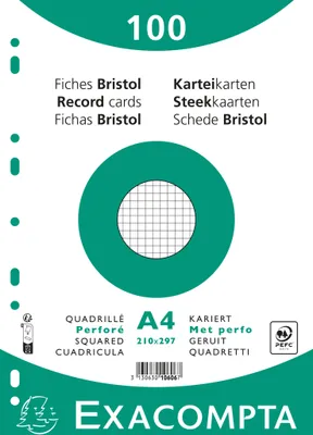 Produktbild von Exacompta 10x Karteikarten 210x297 kar perf ws 100St - Weiß - 10606E