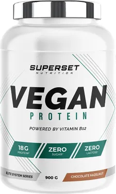 Immagine prodotto di Proteine vegetali - Superset Nutrition - 100% VEGAN PROTEIN (900 g) - Gusto cioccolato e nocciola