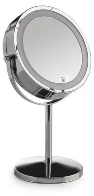 Immagine prodotto di Specchio ingranditore bifacciale 5X con luce LED cromato | Gemma