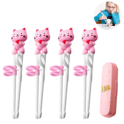 Produktbild von 2 Paare Training Essstäbchen, lernen Essstäbchen für Kinder Anfänger rechts oder links Mit tragbaren Box