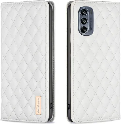 Produktbild von Moto G62 5G Hülle, Elegant Bookstyle Flip Leder Kartenfächer Schutzhülle mit Ständer für Motorola Moto G62 5G Weiß