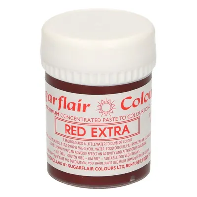 Obrázek produktu pro Sugarflair gelová barva EXTRA RED - extra červená 42g  Sugarflair Barva:: Červená, Váha:: 42g