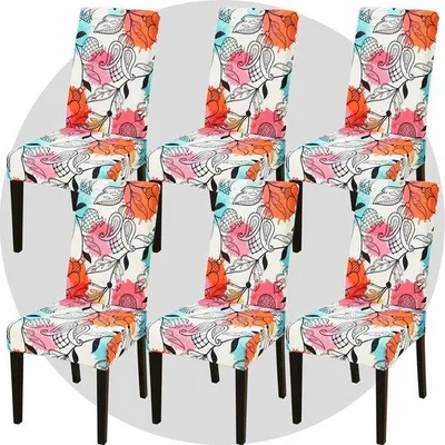 Productafbeelding van Ibenzoa® Stretch stoelhoes set van 6 – afneembaar en wasbaar, 92% polyester/8% elastaan, geschikt voor eetkamers, hotels en evenementen, passend voor stoelen (rugleuning 45–60 cm, zitvlak 38–48 cm, dikte 4–10 cm)