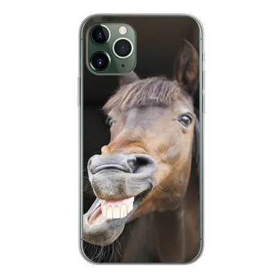 Produktbild von MuchoWow® Handyhülle Schutzhülle Hülle für iPhone 11 Pro Pferd - Lustig - Stall - Kinder - Jungen - Mädchen - Kinder Silikon Softcase Handy Hülle - Handy