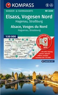 Zdjęcie produktu dla Zestaw map turystycznych KOMPASS 2220 Alzacja, Wogezy Północne, Haguenau, Strasburg / Alzacja, Wogezy Północne, Haguenau, Strasburg (2 mapy) 1:50 000