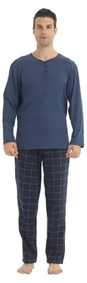 Imagen del producto de Solidchoice - Conjunto de pijama para hombre con mangas largas y pantalón de franela