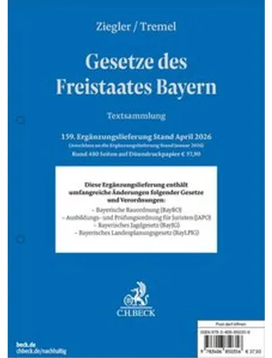 Produktbild von Gesetze des Freistaates Bayern  159. Ergänzungslieferung
