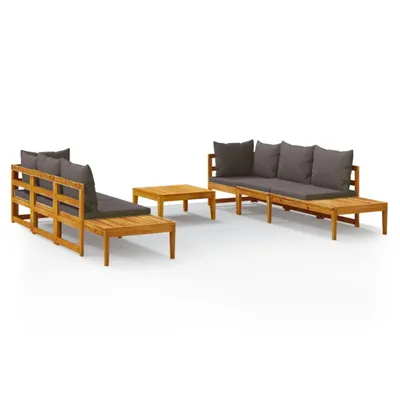 Produktbild von 5-tlg. Garten-Lounge-Set mit Dunkelgrauen Kissen Akazienholz