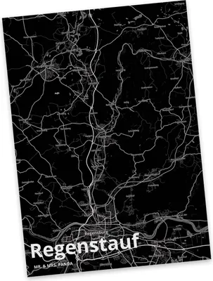 Produktbild von Mr. & Mrs. Panda Postkarte Regenstauf - Geschenk, Stadt, Dorf Karte Landkarte Map Stadtplan, Postkarten, spruchkarte, bildkarte, Ansichtskarten, Ansichtskarte