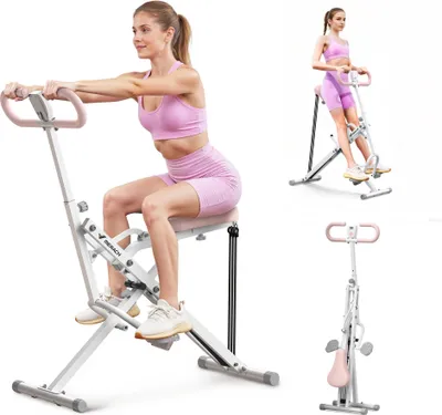 Produktbild von Multifunktionaler Ganzkörpertrainer – Bauch- & Rückentrainer mit 3 Widerstandsbändern, klappbar, LCD-Display, verstellbarer Sitz & Lenker, bis 158 kg