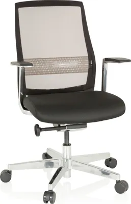 Produktbild von hjh OFFICE High End Bürostuhl FOUNTAINE PRO Ergonomischer Schreibtischstuhl mit Armlehnen Stoff / Netzstoff Schwarz Drehstuhl für Büro, Zuhause