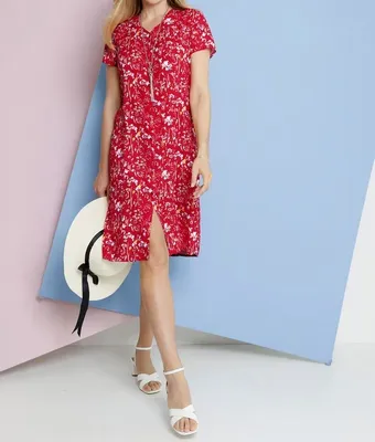 Produktbild von 819900 Sieh an! by Witt Weiden Damen Sommer Kleid Gr. 42 rot blau bedruckt NEU 100% Viskose