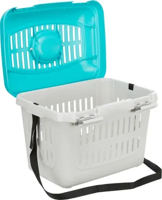 Produktbild von TRIXIE Transportbox Midi-Capri - hellgrau/türkis - 44 × 33 × 32 cm