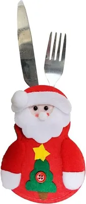 Image de Porte-couverts - Noël - Père Noël - Sapin - Christmas - Christmas - Xmas - 2 pièces - Santa Claus