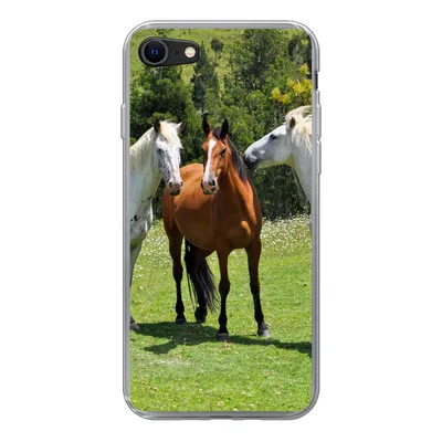 Produktbild von MuchoWow® Handyhülle Schutzhülle Hülle für iPhone 8 Pferde - Baum - Schatten Silikon Softcase Handy Hülle - Schutzhaube
