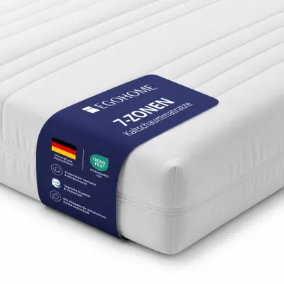 Zdjęcie produktu dla Materac EGOHOME, 120x200 cm | Materac z pianki termoelastycznej, 7-strefowy, twardość H3 (średnia)