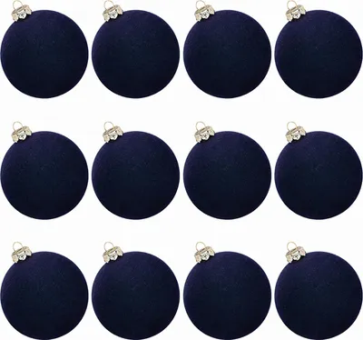 Produktbild von 12 Stück Weihnachtskugel-Ornamente aus Samt, 6,1 cm, beflockte, bruchsichere Kunststoffkugeln, Weihnachtsbaum-Hängedekorationen für Feiertagspartys und Heimdekoration