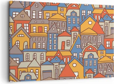 Produktbild von Bild auf Leinwand - Leinwandbild - Stadt Haus Straße - 100x70cm - Wand Bild - Wanddeko - Wandbilder - Leinwanddruck - Bilder - Kunstdruck - Wanddekoration - Leinwand bilder - Wandkunst - AA100x70-3953