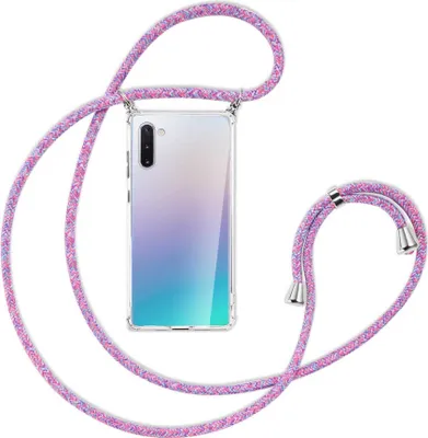 Produktbild von Handykette Backcover-Schutzhülle mit Band (Metall silberfarben) für Samsung Galaxy Note 10 - lila/rosa/blau