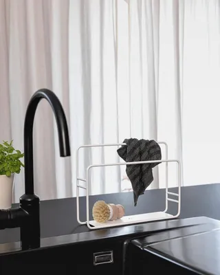 Produktbild von Metallbude Spültuchhalter NIA - Weiß - Moderner Spülbecken Organizer aus pulverbeschichtetem Metall - 32x7,5x23 cm
