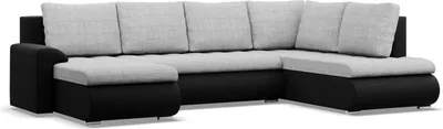 Produktbild von U-Sofa mit Schlaffunktion Foresta, Ottomane, Grau + Schwarz