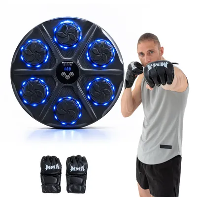 Produktbild von Musik Boxmaschine mit Bluetooth & LED, Music Boxing Machine mit Handschuhen, Intelligentes Boxtraining für Zuhause, Reaktions- & Fitness Training HJ-9