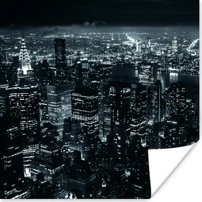 Produktbild von MuchoWow® Poster Skyline - New York - Nacht 100x100 cm - Babyzimmer