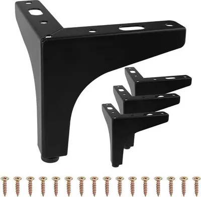 Produktbild von Metallische Sitztischbeine 10 cm - Set aus 4 für Sofa TV-Möbel Esszimmertisch - schwarz