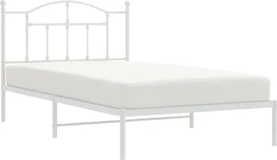 Productafbeelding van vidaXL Bedframe met hoofdeinde, metaal, wit, 107x203 cm