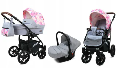 Produktbild von BabyLux® Optimal | 3in1 Kinderwagen Set | Peony And Rose | Kombikinderwagen | Kinderwagenset | B