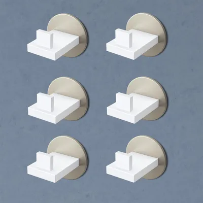 Produktbild von doporro 6 Stück Garderobenhaken Edelstahl, Kleiderhaken Wand Haken, selbstklebend & ohne Bohren Matt weiß/Nickel gebürstet für Jacken, Handtücher Stalo-08
